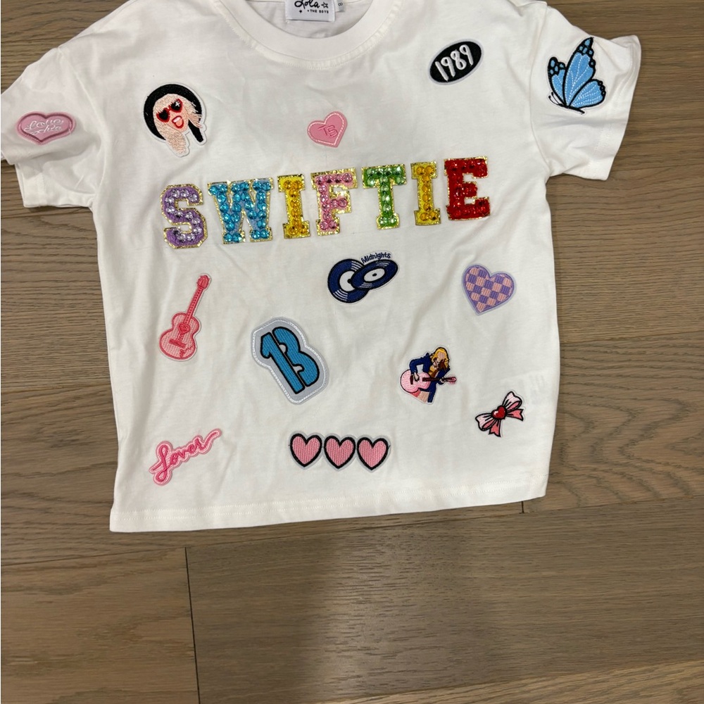 Lola White Short Sleeve Tees with Playful Designs